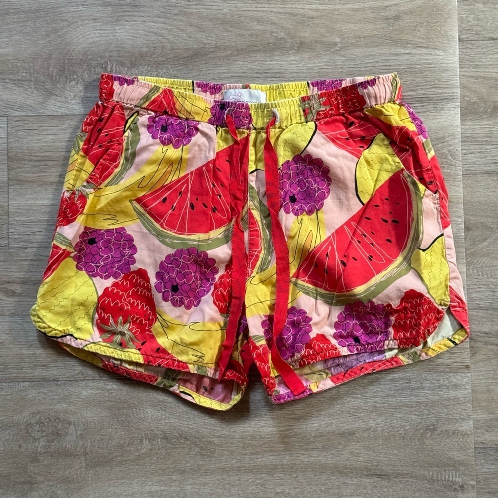 Peter Alexander Mixed Fruit Print Drawstring Waist Pajama Shorts